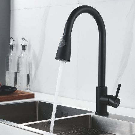 Смеситель для кухни с выдвижным изливом Raffine F213H, черный