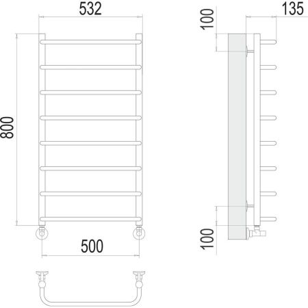 Полотенцесушитель водяной Terminus Стандарт П8 50х80, артикул 4670078530370