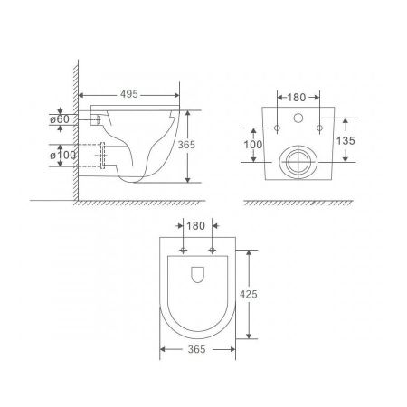 Унитаз подвесной Maretti Elena безободковый с микролифтом, EA10PBM61-560, черный, артикул EA10PBM61-560