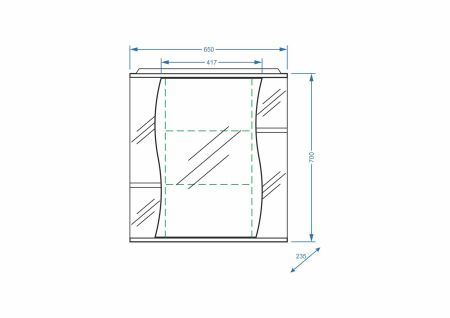 Зеркало-шкаф "Лолита 65/С", правое, артикул SP-00000054