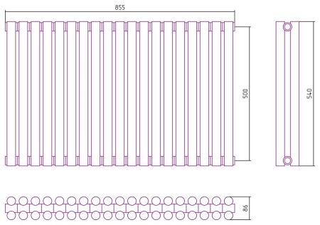 Отопительный радиатор ЭСТЕТ-11 н/ж 500х855 / 19 сек (Состаренная БРОНЗА), артикул 05-0302-5019