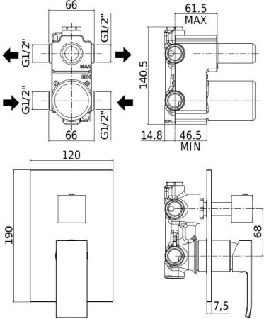 Набор смесителей Paffoni Elle 5 в 1 (сет 13) (с внутренней частью), артикул 00255131