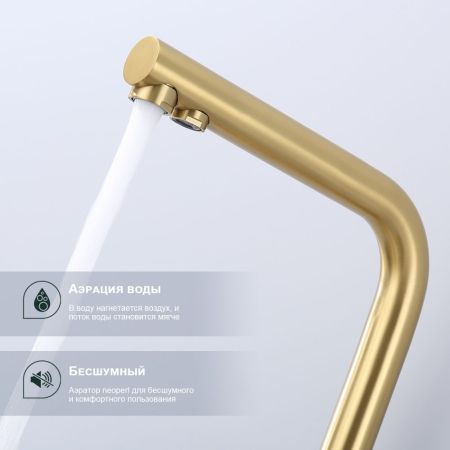 Смеситель для кухни с подключением фильтра Splenka S70.61.03, золотой сатин, артикул S70.61.03
