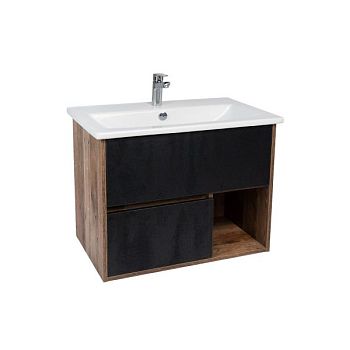 Тумба VIANT "Люксембург" 2 ящика подвесная черный 446х556х560 под раковину 1WH501606 (Элина 60) (VLUX60ELCH-T2YP)