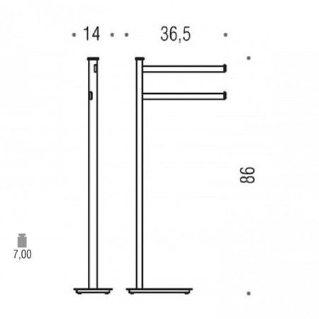 Colombo Units Напольная стойка с двойным п/держателем, H 86 см, цвет: черный матовый, артикул B9103.NM