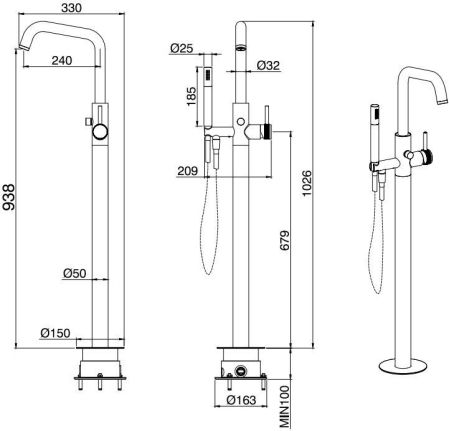 Смеситель для ванны Allen Brau Priority 5.31008-00 (с внутренней частью) хром, артикул 5.31008-00