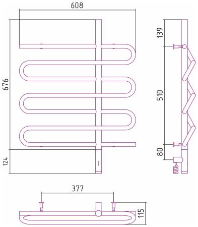 Полотенцесушитель, Сунержа, Эпатаж 3.0, электрический, ширина, мм-608, высота, мм-800, подключение-справа, электрокомплект-МЭМ, мощность, Вт-300, материал-нержавеющая сталь, цвет- золото