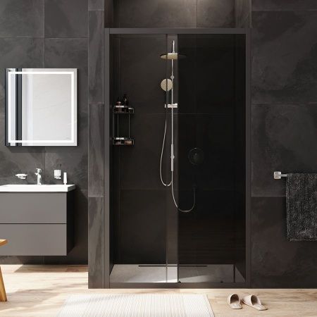 W90G-110-1-195BG Gem Solo Дверь душевая 110х195, стекло тонированное, профиль черный матовый W90G-110-1-195BG Gem Solo Дверь душевая 110х195, стекло тонированное, профиль черный матовый