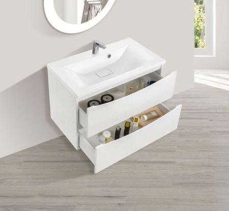 База под раковину Mia 750 подвесная, 2 выкатных ящика soft close, G.White, артикул VMC-2MA750GW