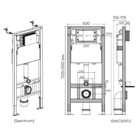 Инсталляция для подвесного унитаза Knotlor ISWC501FG, бирюзовый, артикул ISWC501FG