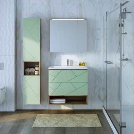 Зеркальный шкаф Бриклаер КРИСТАЛЛ 75 см, дуб гранж песочный, артикул 4627125417238