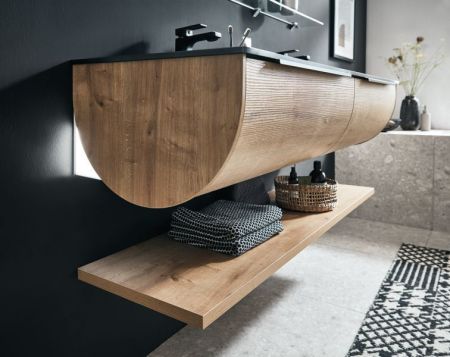 Puris Rounds, столешница отдельновисящая 1220 мм (вкл. крепеж), цвет белый высокоглянцевый, артикул AUW401228(722/161)