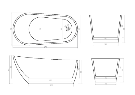 Ванна VIVA акриловая отдельностоящая Cerutti SPA (1700x750x650)