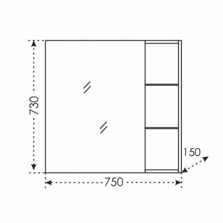 Универсальный зеркальный шкаф "Дублин 75" л/пр