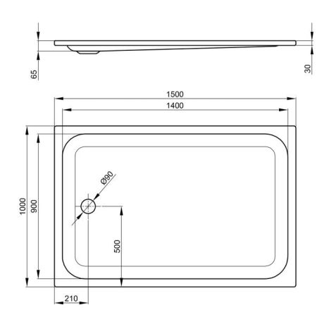 BETTE Душевой поддон 1500x1000x65 мм, прямоугольный, D90 мм, с противоскользящим покрытием. цвет белый, артикул 5945 AR