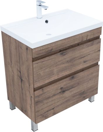 Тумба под раковину Aquanet Нота New 75 напольная, дуб веллингтон табак, артикул 00344142