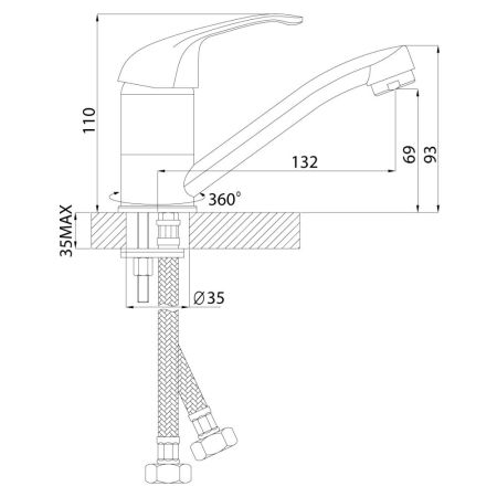 Смеситель для раковины Rossinka (A35-22), артикул A35-22