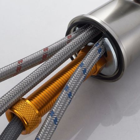 Смеситель для кухни с выдвижным изливом Shevanik S363L, сатин, артикул S363L