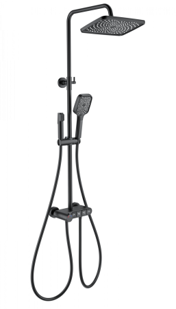 Душевая система с термостатом WONZON & WOGHAND MUSE Corno, Черный матовый (WW-B3112-MB), артикул WW-B3112-MB