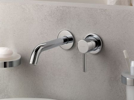 Смеситель для раковины, Kludi, BOZZ, тип открывания воды-однорычажный, тип регулирования воды-керамический картридж, монтаж-настенный встраиваемый, отверстия для монтажа-2, вынос излива, мм-180, тип излива-неподвижный, донный клапан-отсутствует, стандарт , артикул 382440576