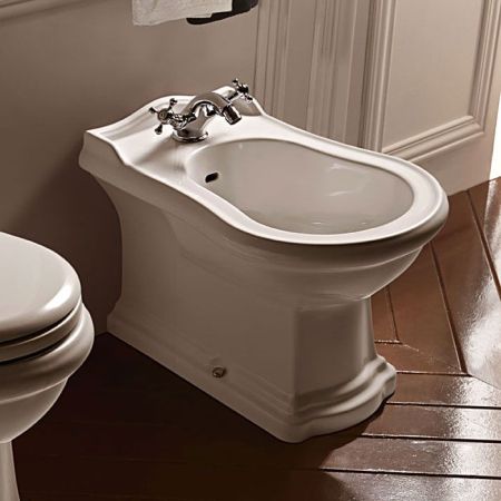 KERASAN Retro Биде напольное приставное BTW с 3 отв. под смеситель, цвет белый, артикул 102201*3