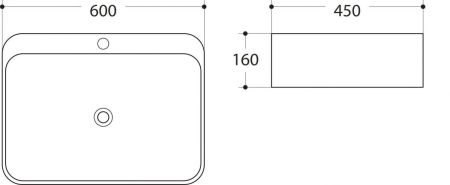 Раковина керамическая полувстраиваемая AM-7976, цвет белый, 600х450х160, артикул AM-7976