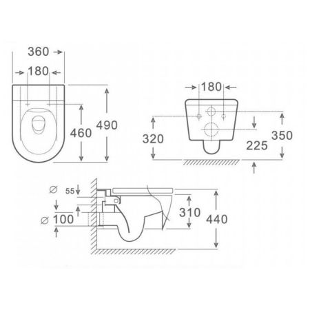 Унитаз подвесной Maretti Elena безободковый с микролифтом, EA10PBM93-844, белый, артикул EA10PBM93-844