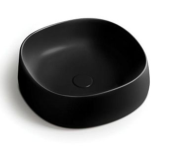 White Ceramic Jumper, накладная квадратная раковина 42x42x15h см, цвет черный матовый