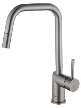 Смеситель для кухни с выдвижным изливом WONZON & WOGHAND,  Брашированный никель (WW-6018-BS), артикул WW-6018-BS