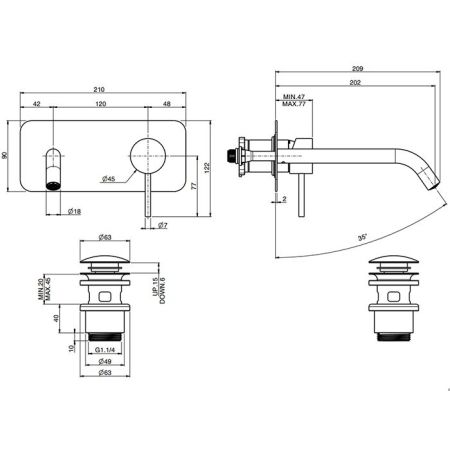 Fima Carlo Frattini Spillo Steel Cмеситель для раковины, встраиваемый, излив: 20.2см., цвет: нержавеюшая сталь, артикул F3081WLX5INOX