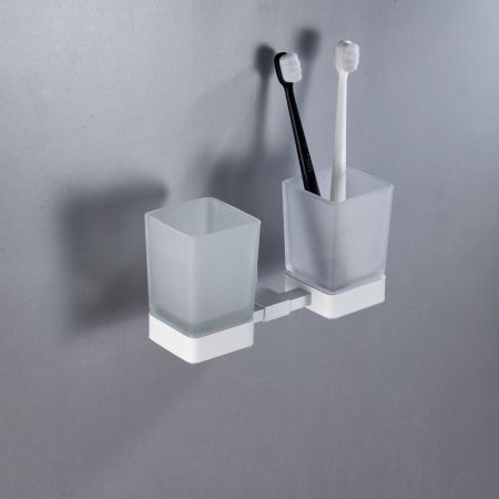 Стакан для ванной комнаты двойной Shevanik SG5622C, белый, артикул SG5622C