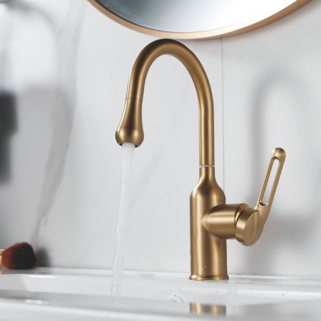 Смеситель для раковины Raffine F101G, золотой сатин, артикул F101G