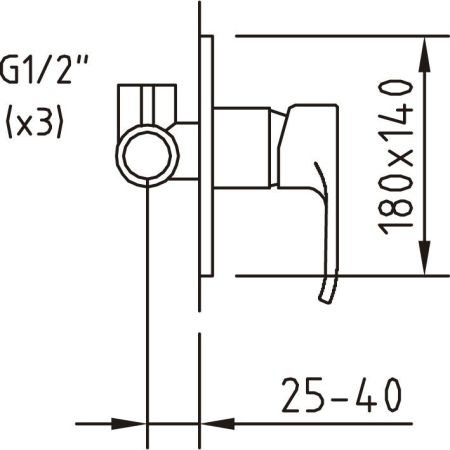 PAULA Внешняя часть смесителя для душа, 1 выход, хром