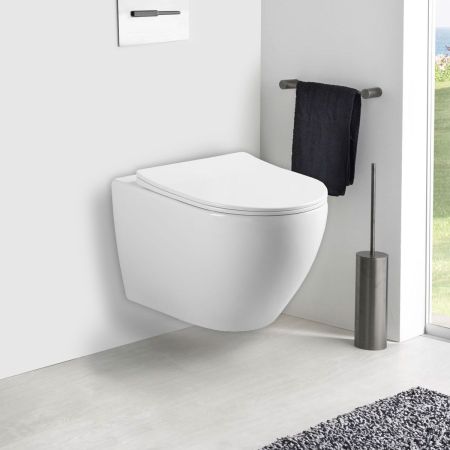 Унитаз подвесной Esse VT1-211 безободковый, цвет белый, ультратонкое soft-close сиденье, артикул VT1-211