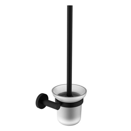 Ершик X-ROUND для унитаза, настенный, со стеклянной матовой чашей, черный, Sapho, артикул XB320