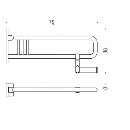 Colombo Complementi Поручень для инвалидов, 75см., с держателем для т/б., цвет: хром, артикул B9730.CR