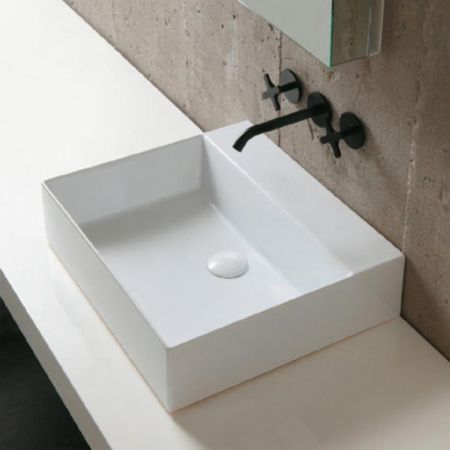 AZZURRA ELEGANCE Squared раковина подвесная/накладная  50х45см без отв. под смеситель , цвет белый