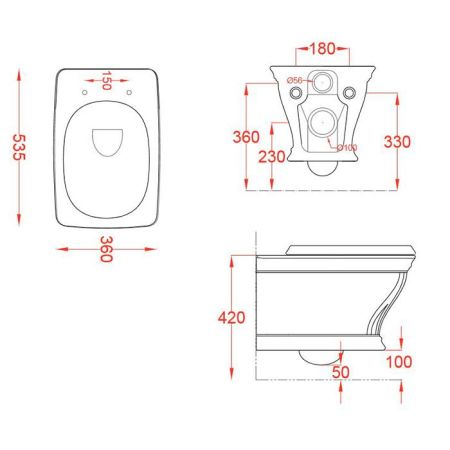 Artceram CIVITAS Унитаз подвесной 36x54 cм, цвет: зеленый, артикул CIV001 35 00