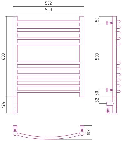 Полотенцесушитель электрический "БОГЕМА 3.0" 600х500 / МЭМ левый (Белый), артикул 12-5802-6050