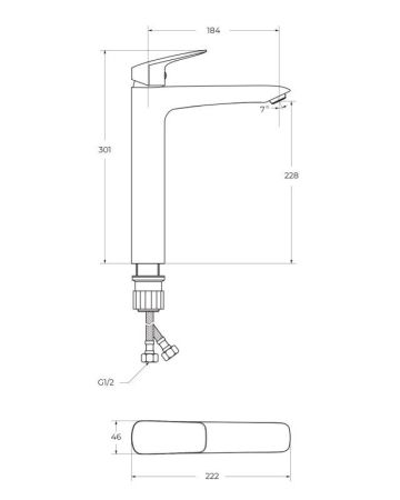 DUE Смеситель для накладной раковины без донного клапана, хром DUE-LMC-CRM-W0, артикул DUE-LMC-CRM-W0