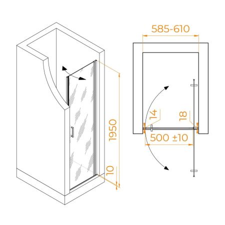 Душевая дверь RGW LE-003Gr (Матовое-Сатинат, 600), артикул 351200306-210