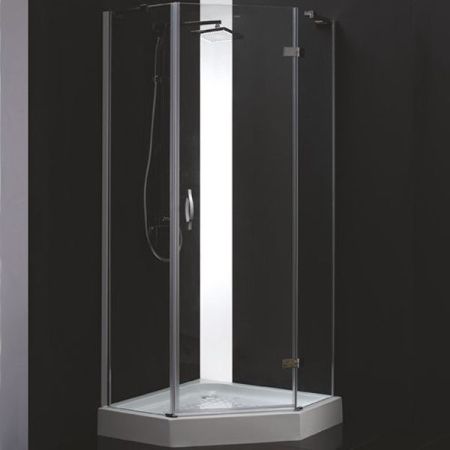 Душевой уголок Cezares Bergamo P-1 100x100 L IV профиль Хром стекло прозрачное