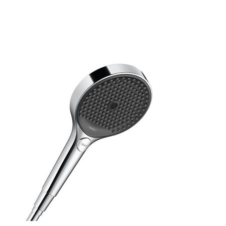 Ручной душ, Hansgrohe, Rainfinity, размер душевого диска, мм-132, форма-круглая, количество режимов-3, тип струи-PowderRain, Intense PowderRain, MonoRain, цвет-хром, артикул 26864000