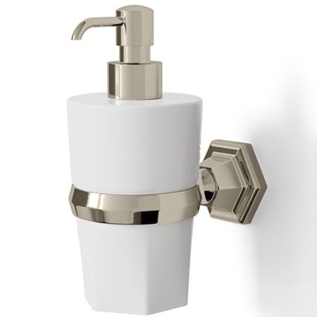 Devon Jubilee Дозатор для жидкого мыла белый ,  цвет держателя и помпы никель блестящий, артикул JB130NK