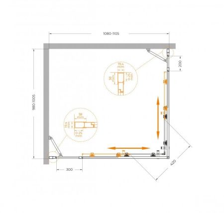 MOLVENO-AH-22-130/120-C-BORO-IV Душевой уголок, артикул MOLVENO-AH-22-130/120-C-BORO-IV