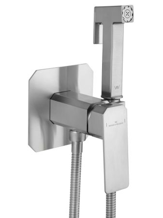 Смеситель с гигиеническим душем встраиваемый WONZON & WOGHAND DIAMOND, Брашированный никель (WW-88829011-BN), артикул WW-88829011-BN