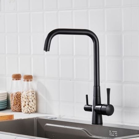 Смеситель для кухни с подключением фильтра Shevanik S528H, черный, артикул S528H