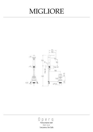 OPERA Смеситель для биде моноком., золото, артикул 19048