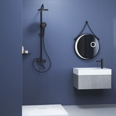 Душевая стойка черная со смесителем из стали RGW SP-25B