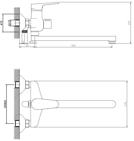 Смеситель Hill для ванны., с изл. 300 мм, с акс., артикул:HI 31 Z